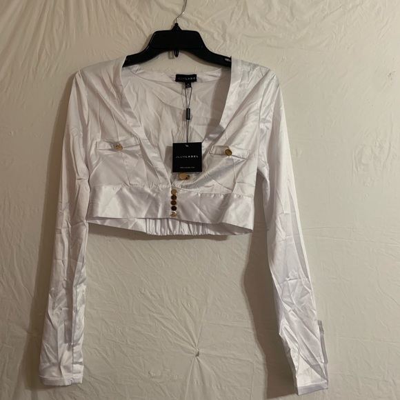 JLUXLABEL white Satin Crop Tops Brand New NWT - Picture 6 of 8
